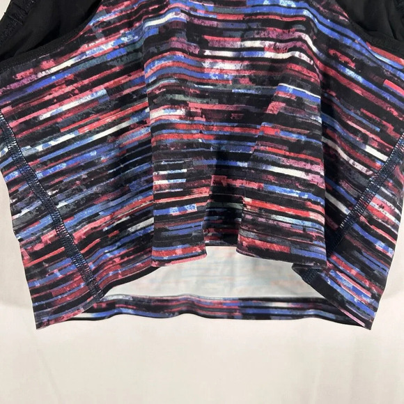 Lululemon Sports Bra Women's 6 Blue Red Striped Padded Layered Sheer Under - Picture 6 of 6